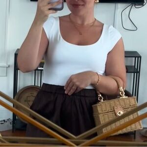 White Round Neck Cap Sleeve Bodysuit